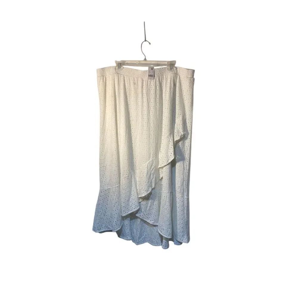 NWT Lane Bryant, white eyelet, tiered peasant, BoHo skirt 22/24